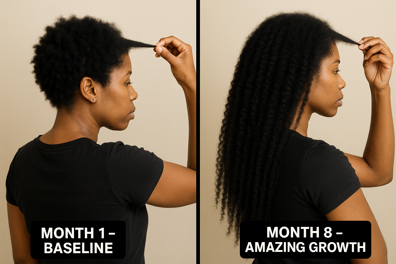 Credible 4C hair stretched length comparison