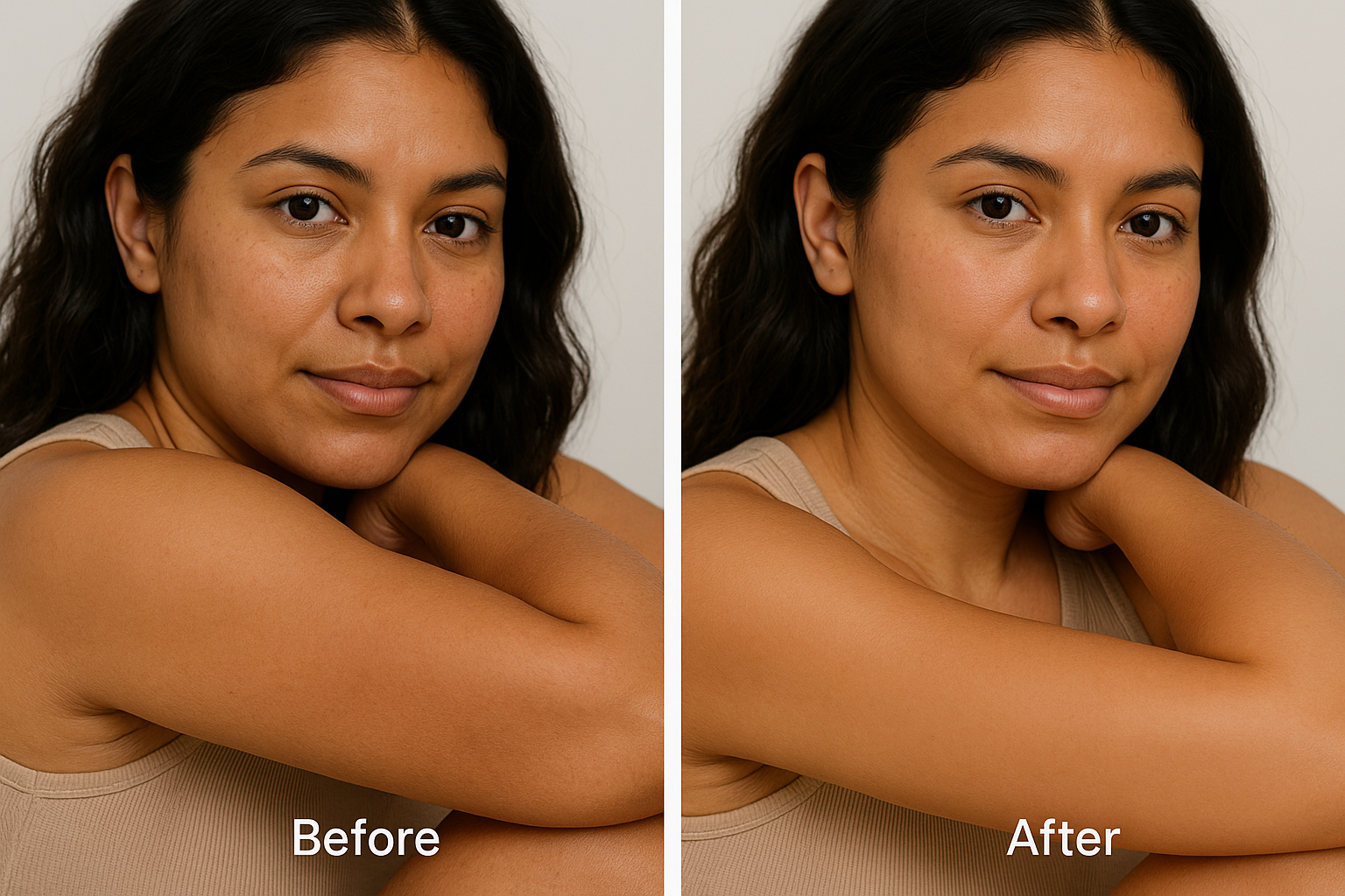 Elbow discoloration treatment maintaining natural tone