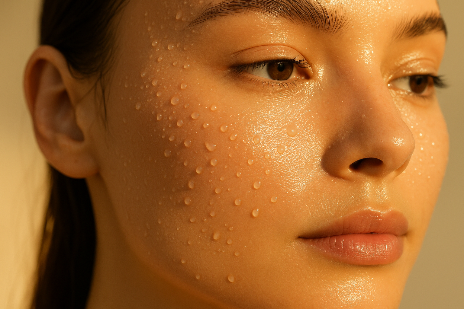 Glowing skin close-up with natural radiance