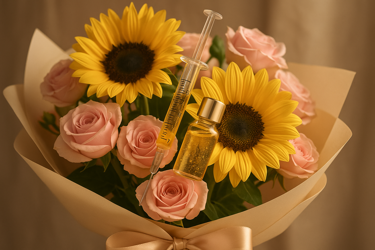 Injectable Serum in Sunflower & Rose Bouquet