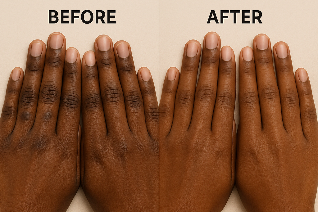 Knuckle discoloration correction preserving natural color