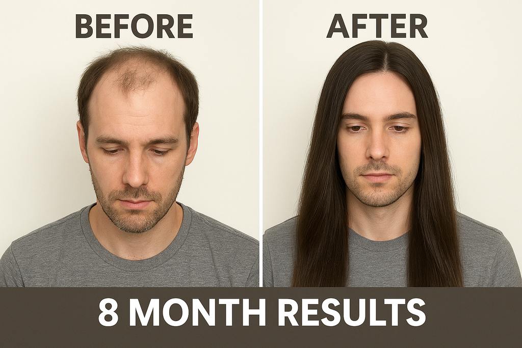 Male pattern baldness to full hair transformation