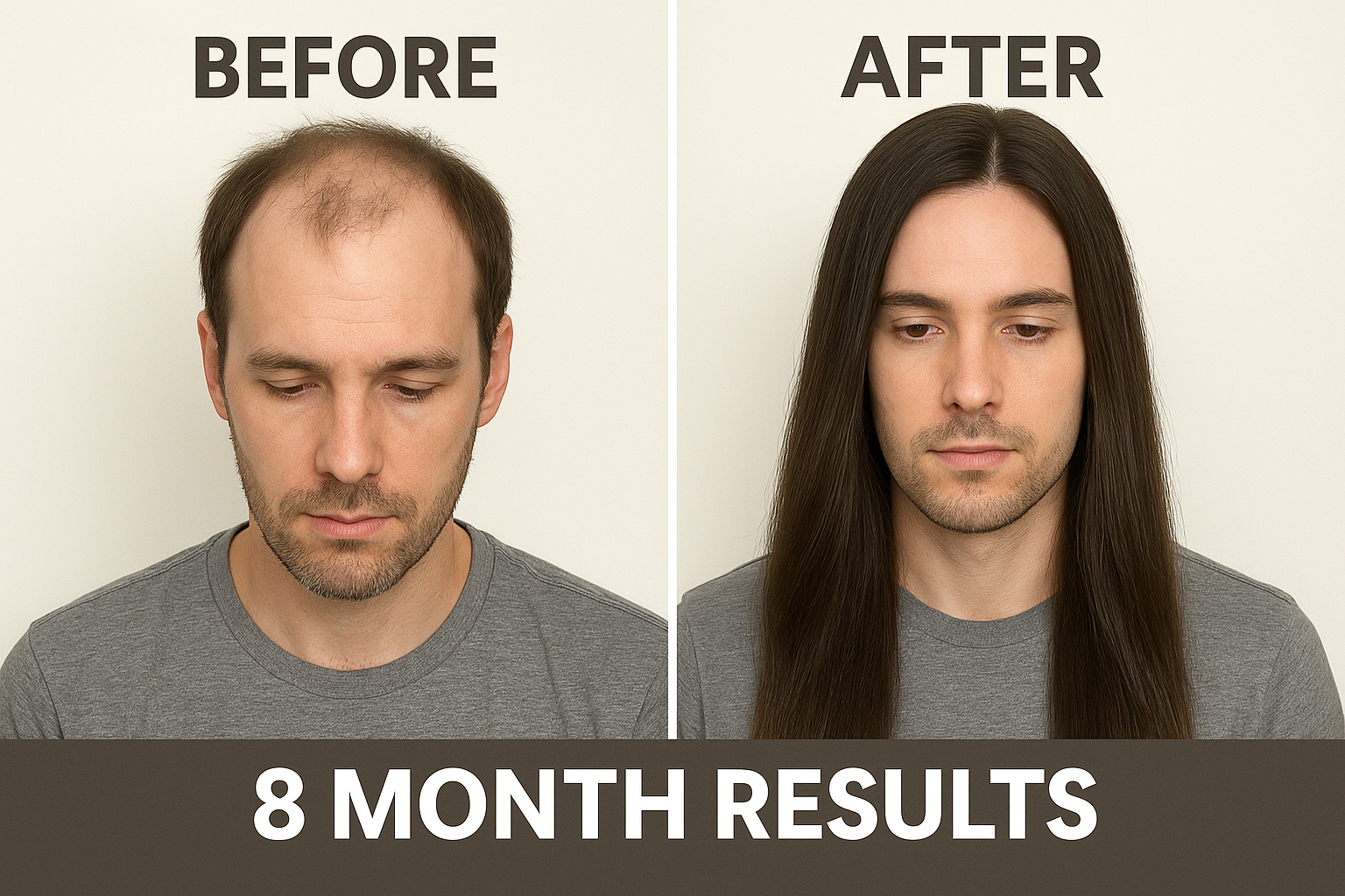 Male pattern baldness to full hair transformation