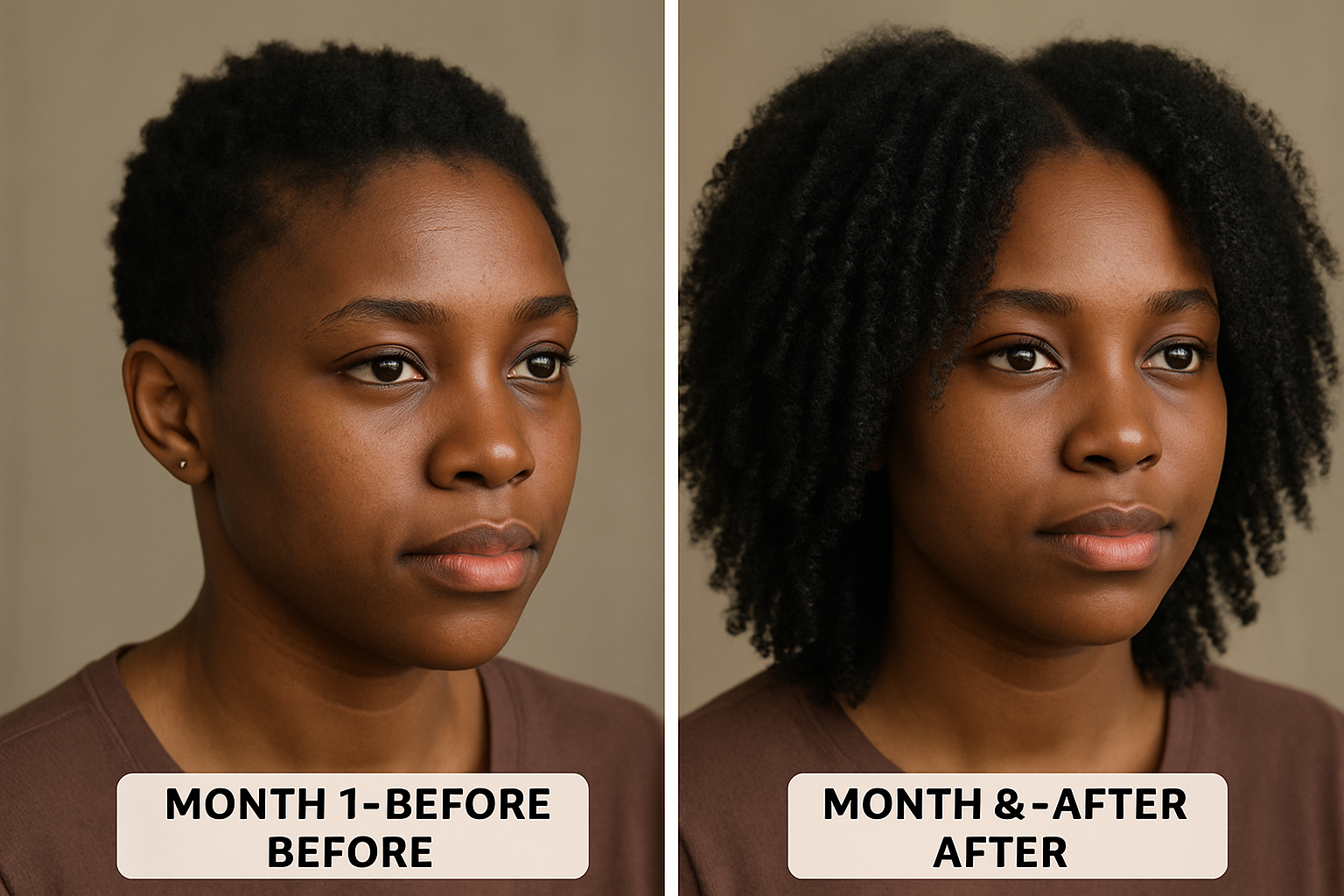 Realistic 4C natural hair transformation in natural state