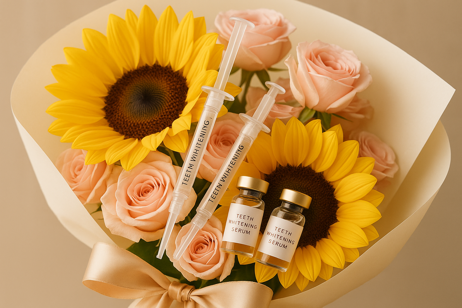 Teeth Whitening Injectable in Sunflower & Rose Bouquet