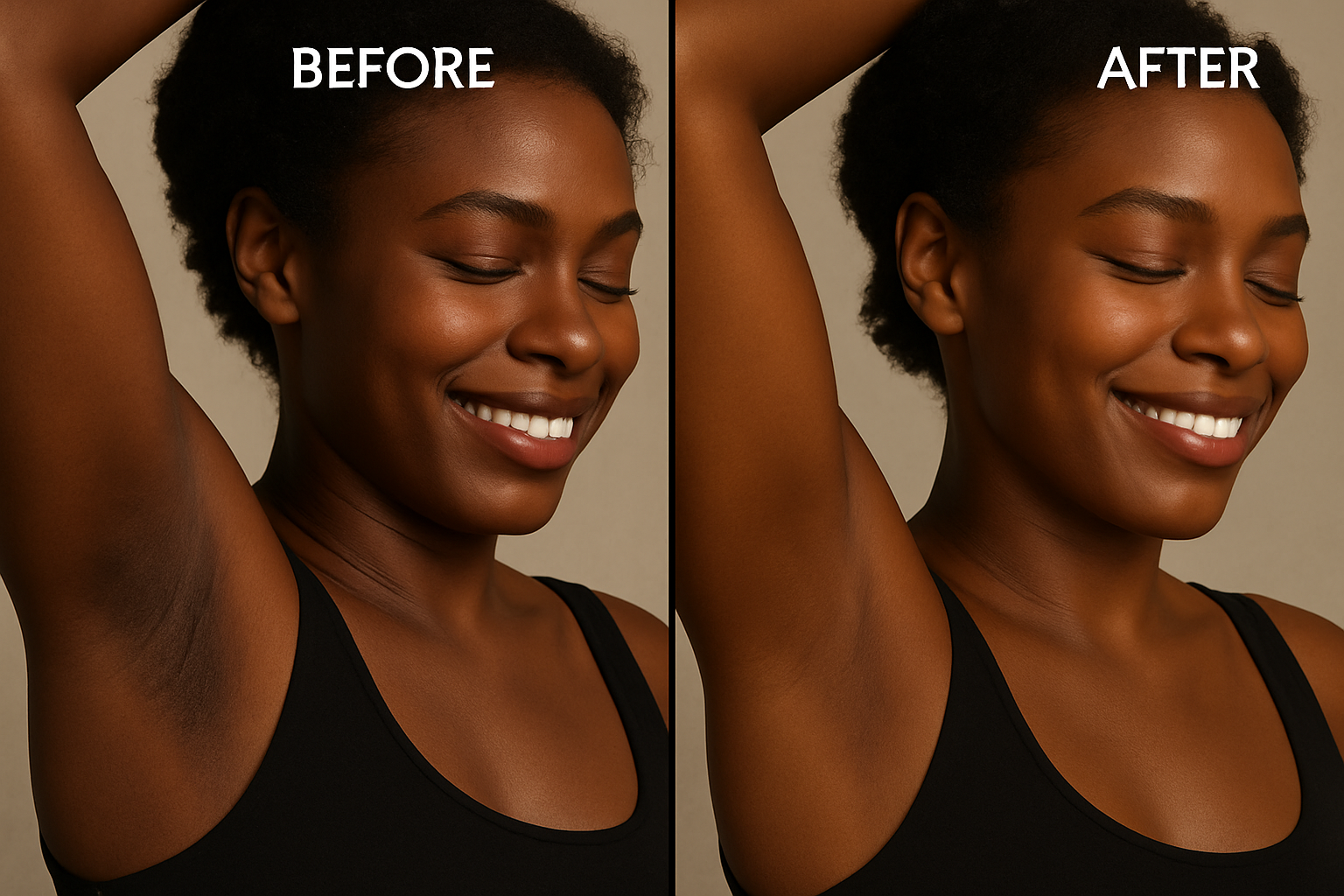 Underarm discoloration removal maintaining natural skin tone